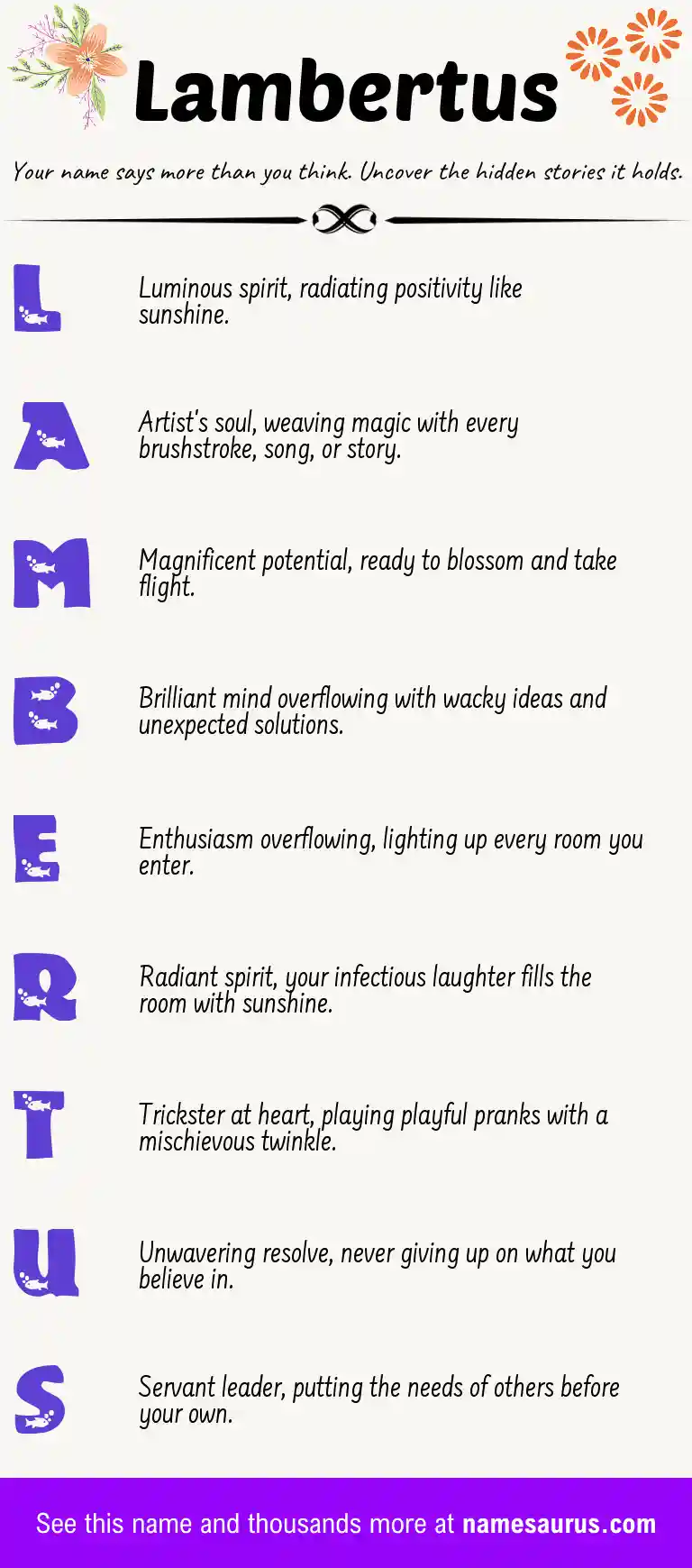 Acrostic poem about Lambertus.