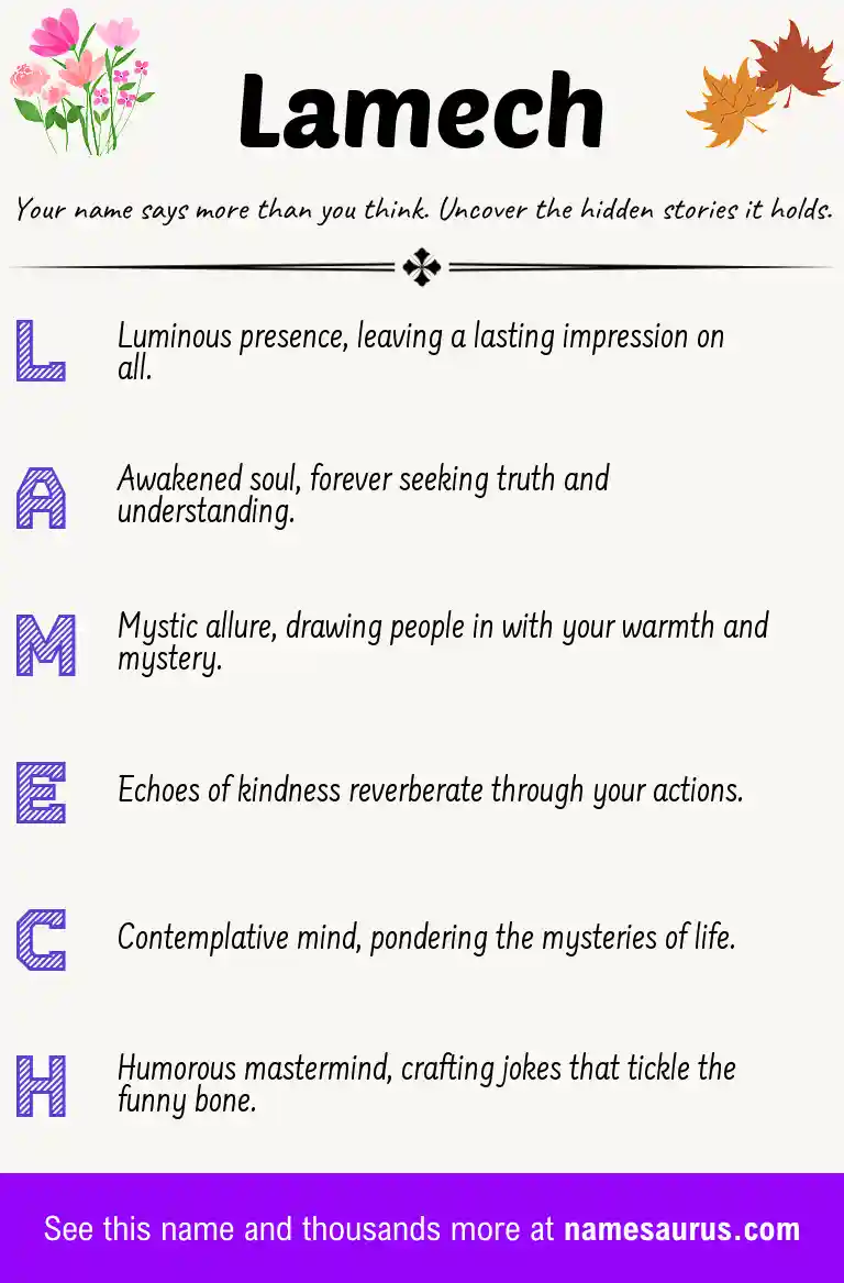 Acrostic poem about Lamech.