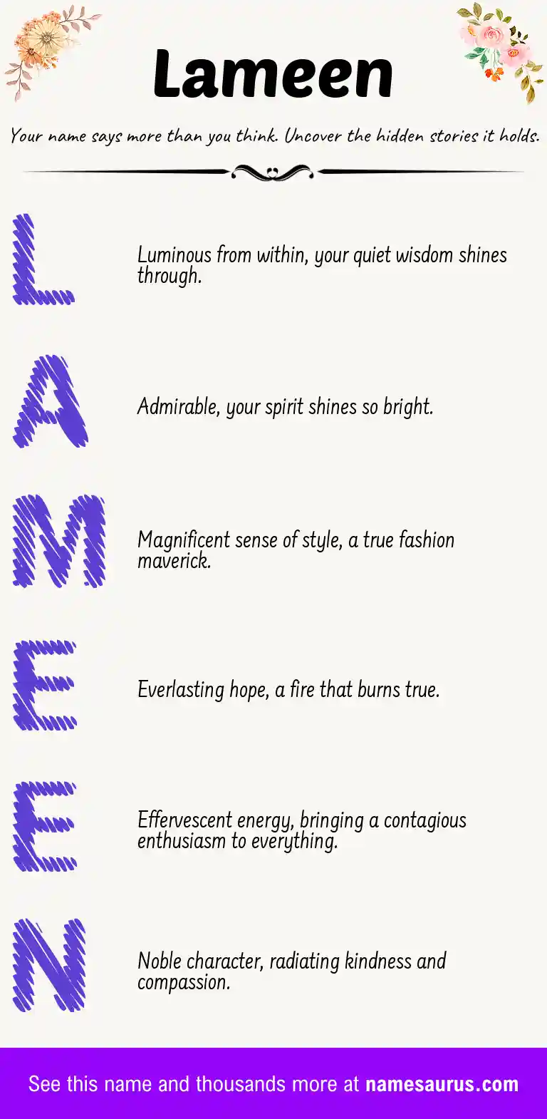 Acrostic poem about Lameen.