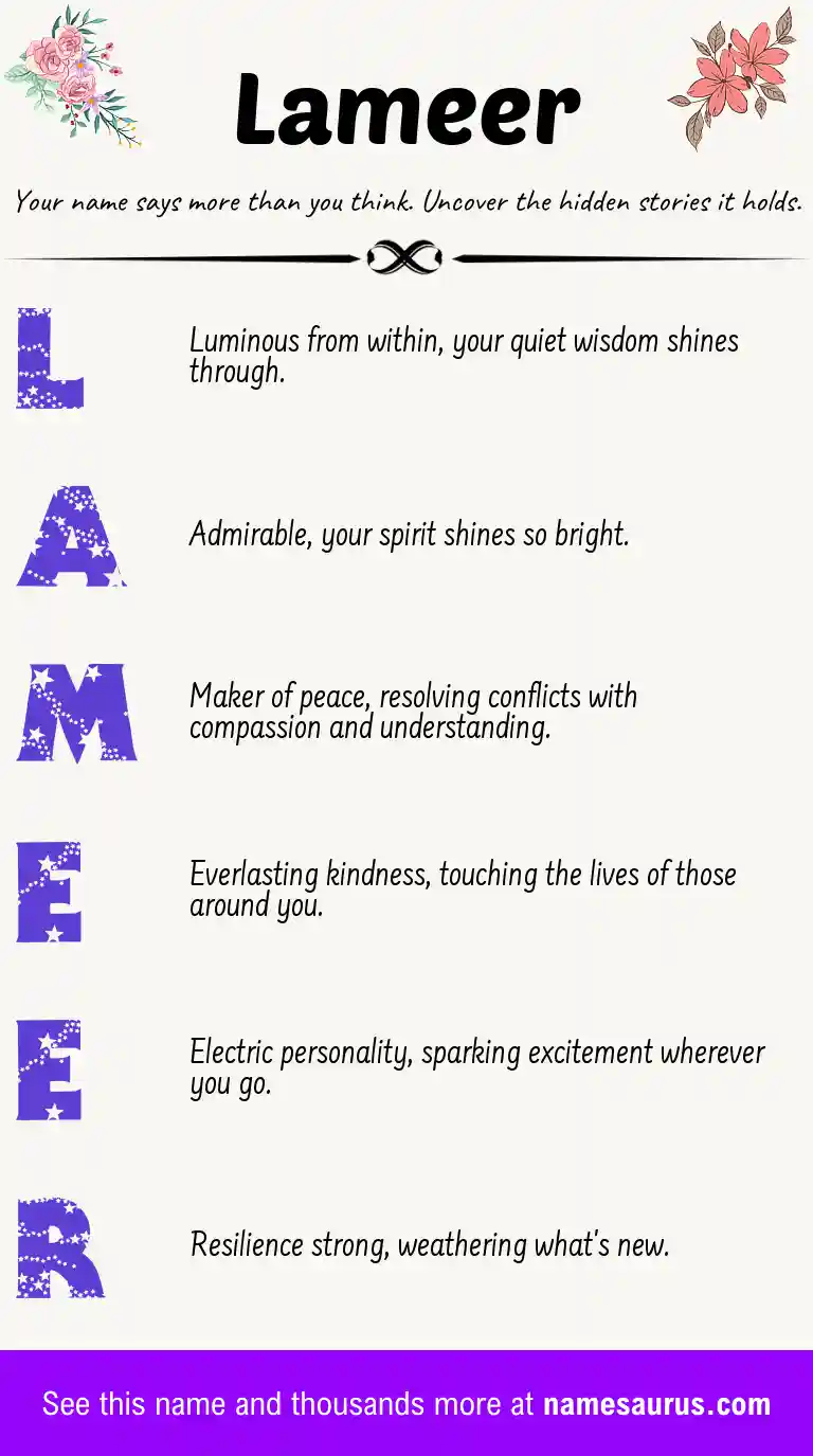Acrostic poem about Lameer.