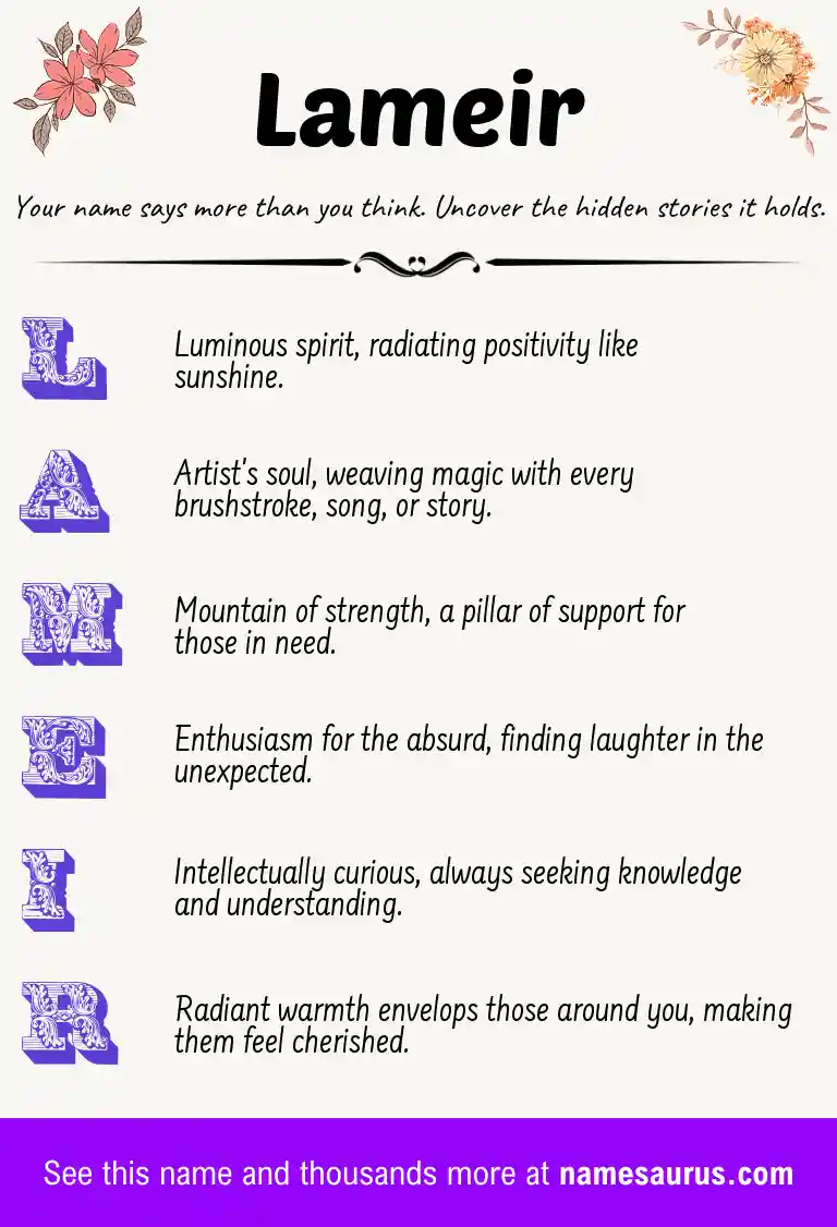 Acrostic poem about Lameir.