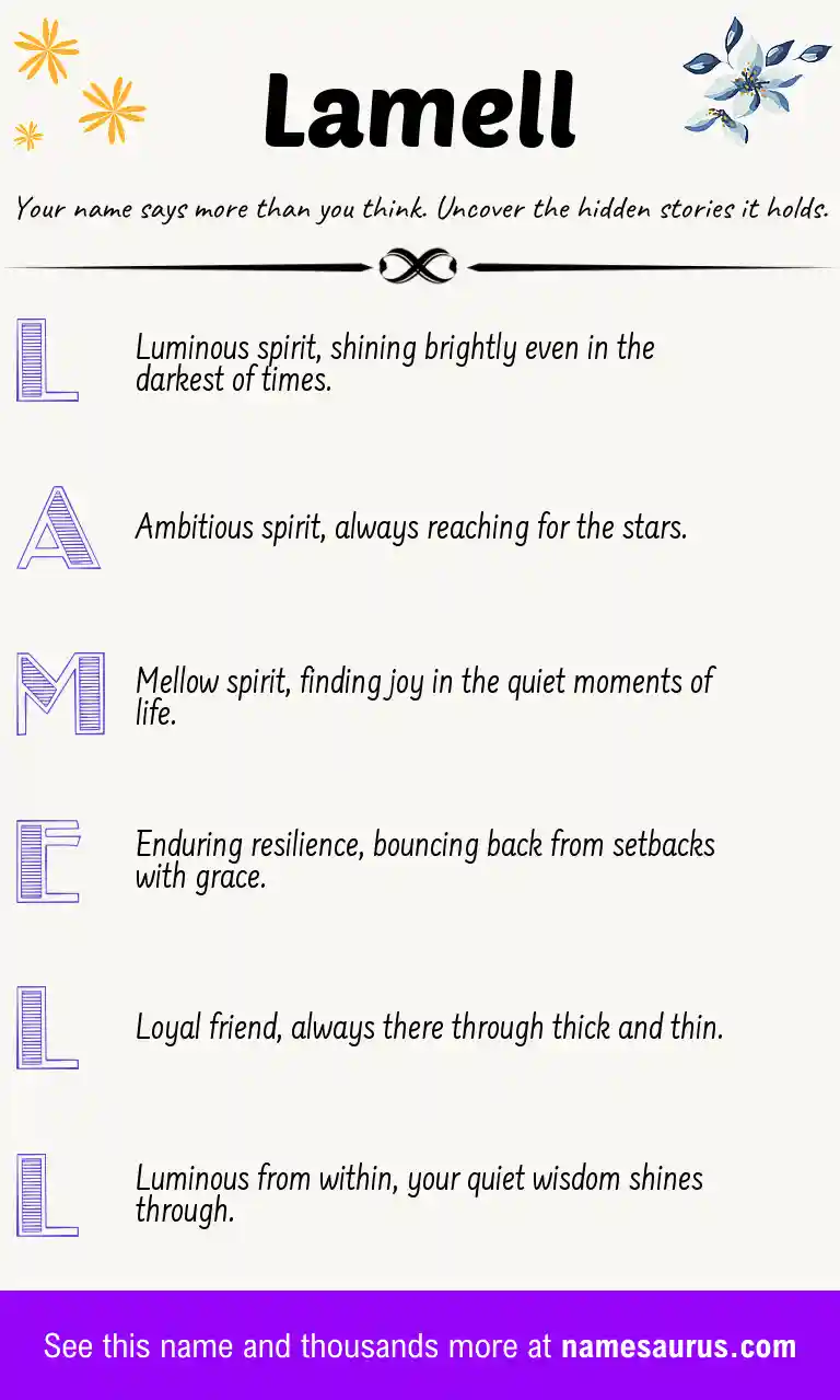 Acrostic poem about Lamell.