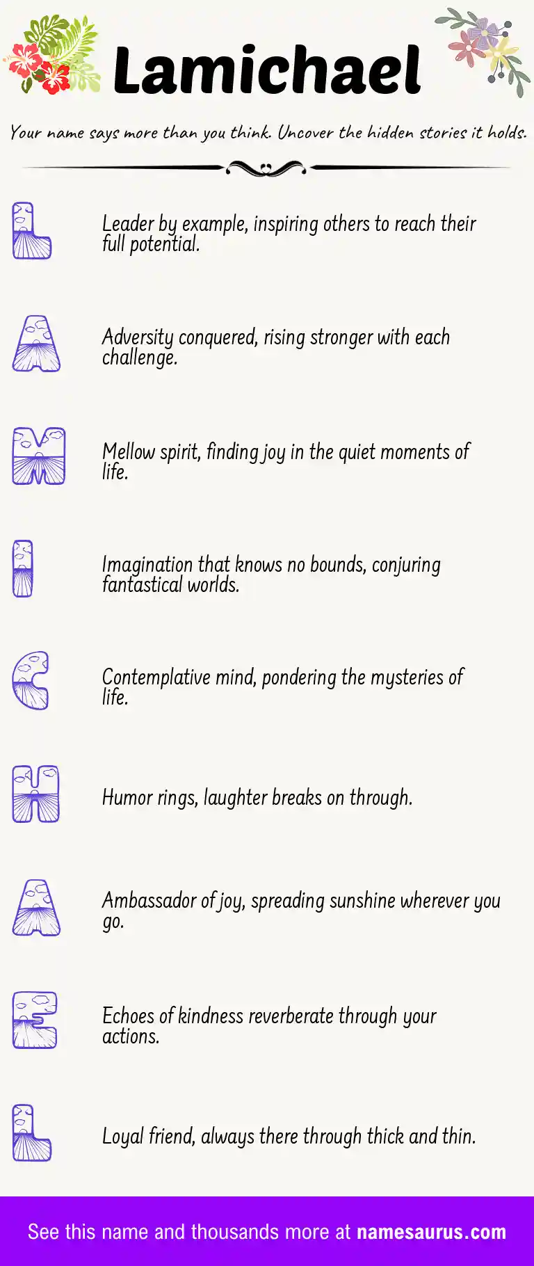 Acrostic poem about Lamichael.