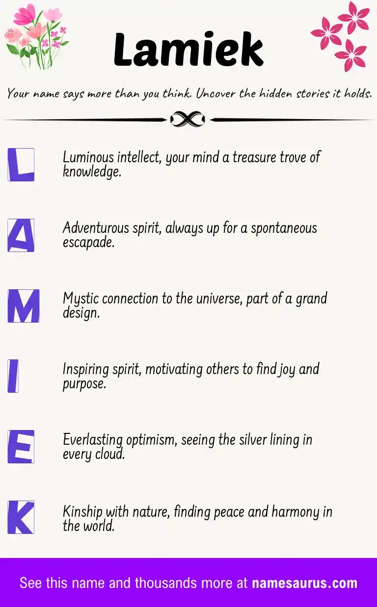 Acrostic poem about Lamiek.