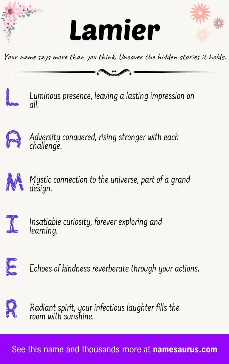 Acrostic poem about Lamier.