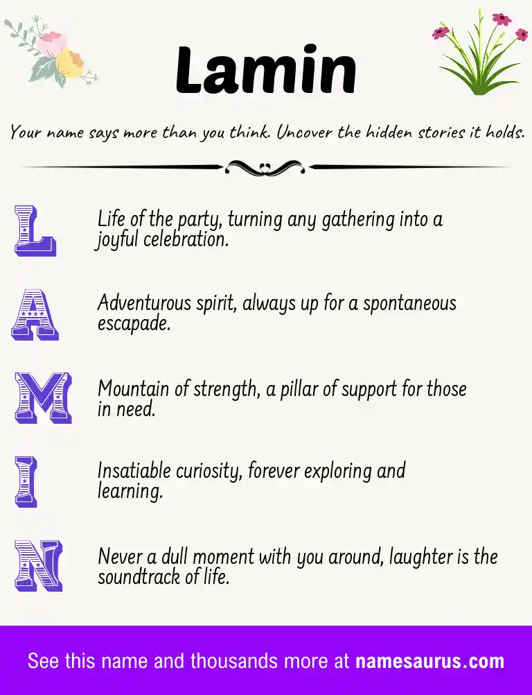 Acrostic poem about Lamin.