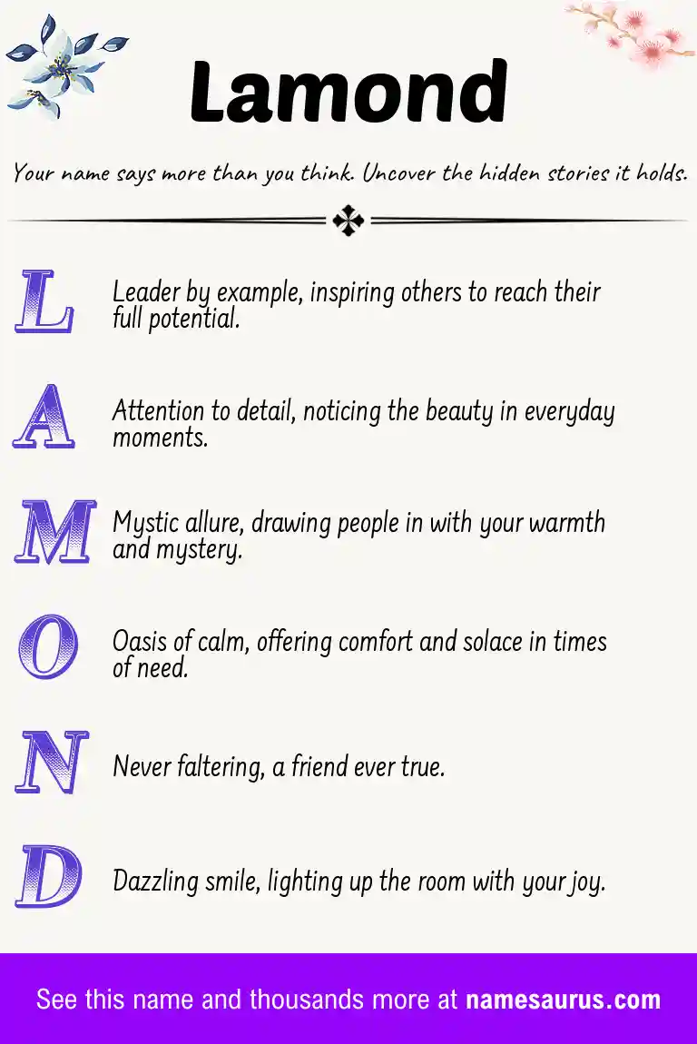 Acrostic poem about Lamond.