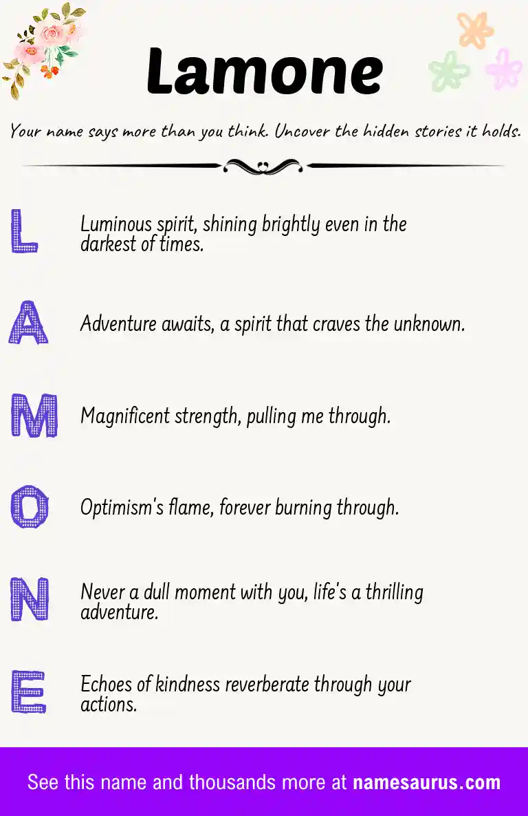 Acrostic poem about Lamone.