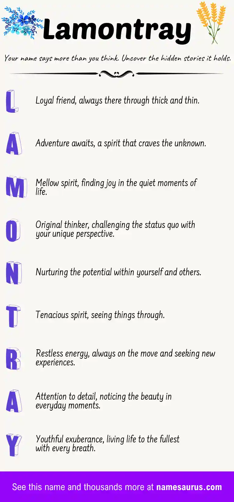 Acrostic poem about Lamontray.