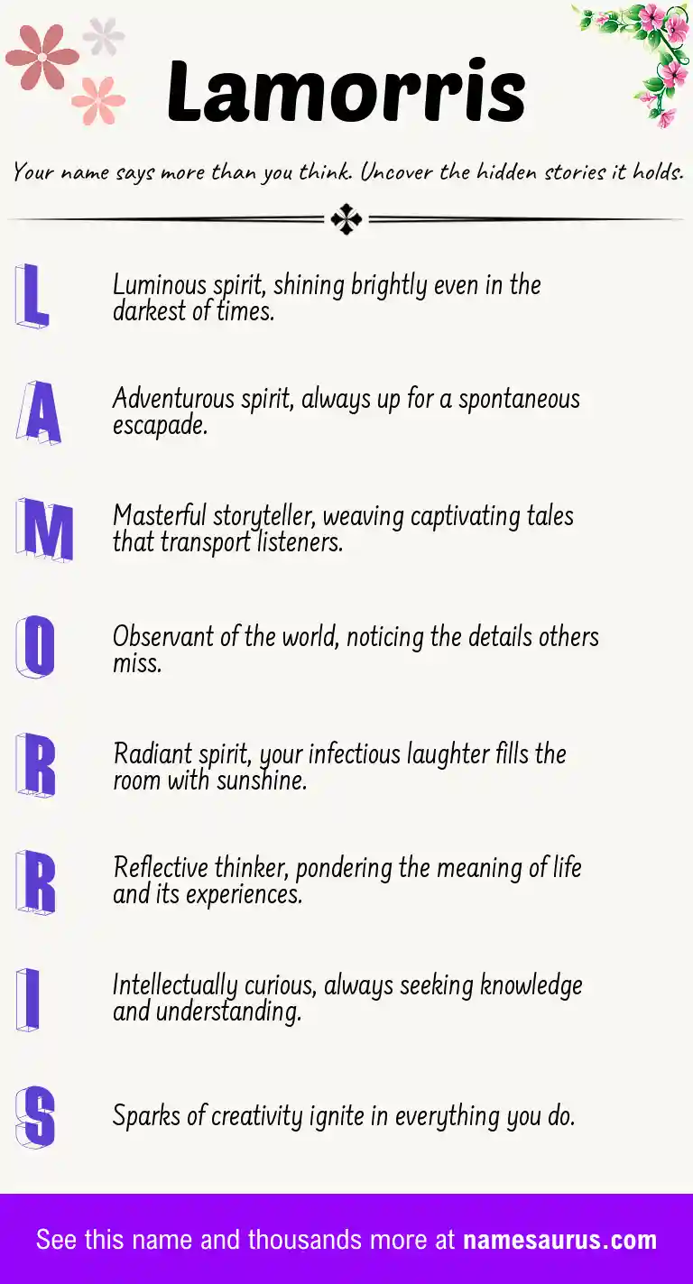 Acrostic poem about Lamorris.