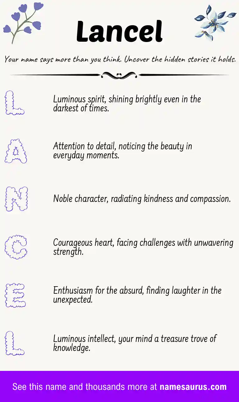 Acrostic poem about Lancel.