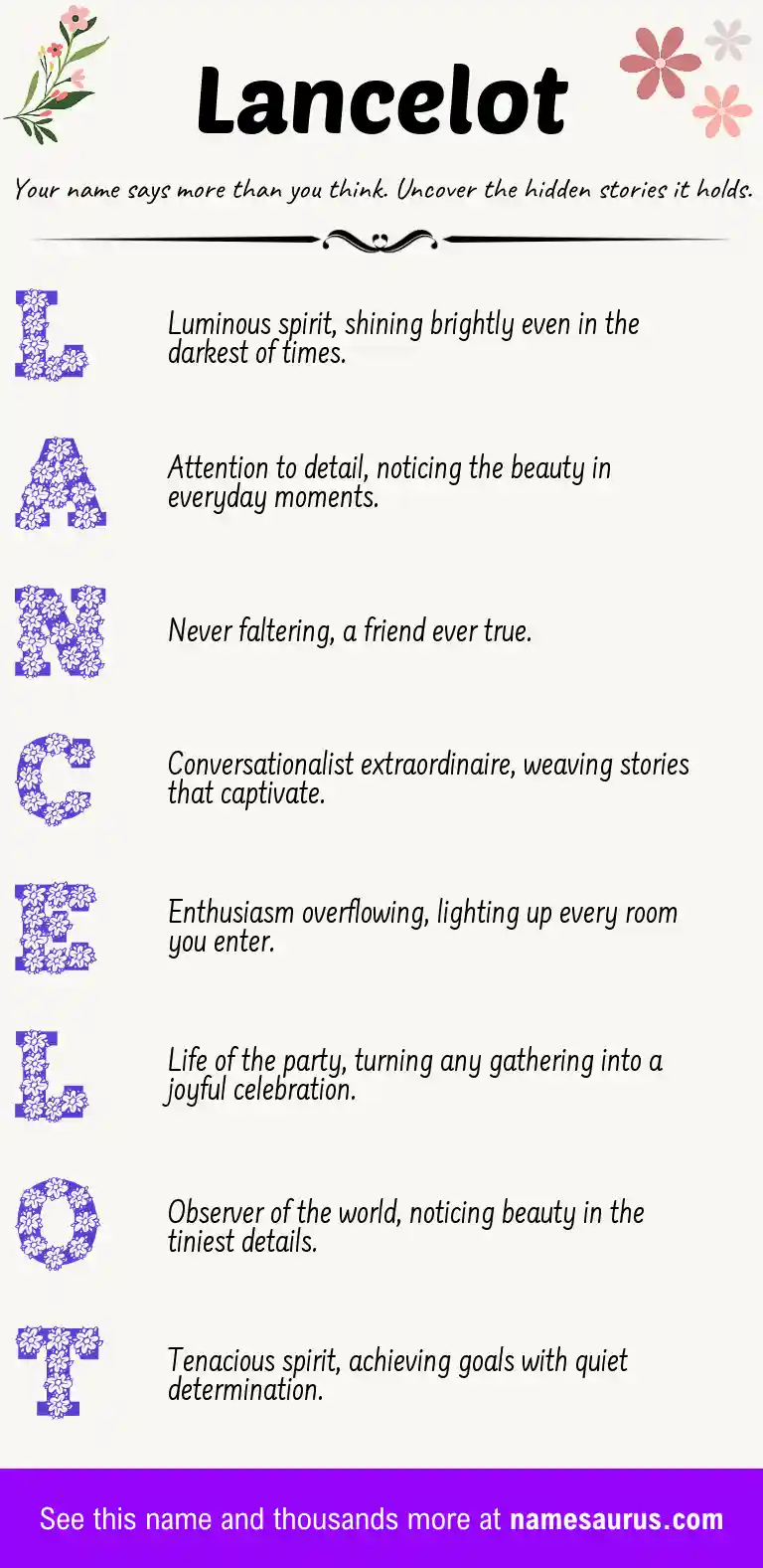 Acrostic poem about Lancelot.