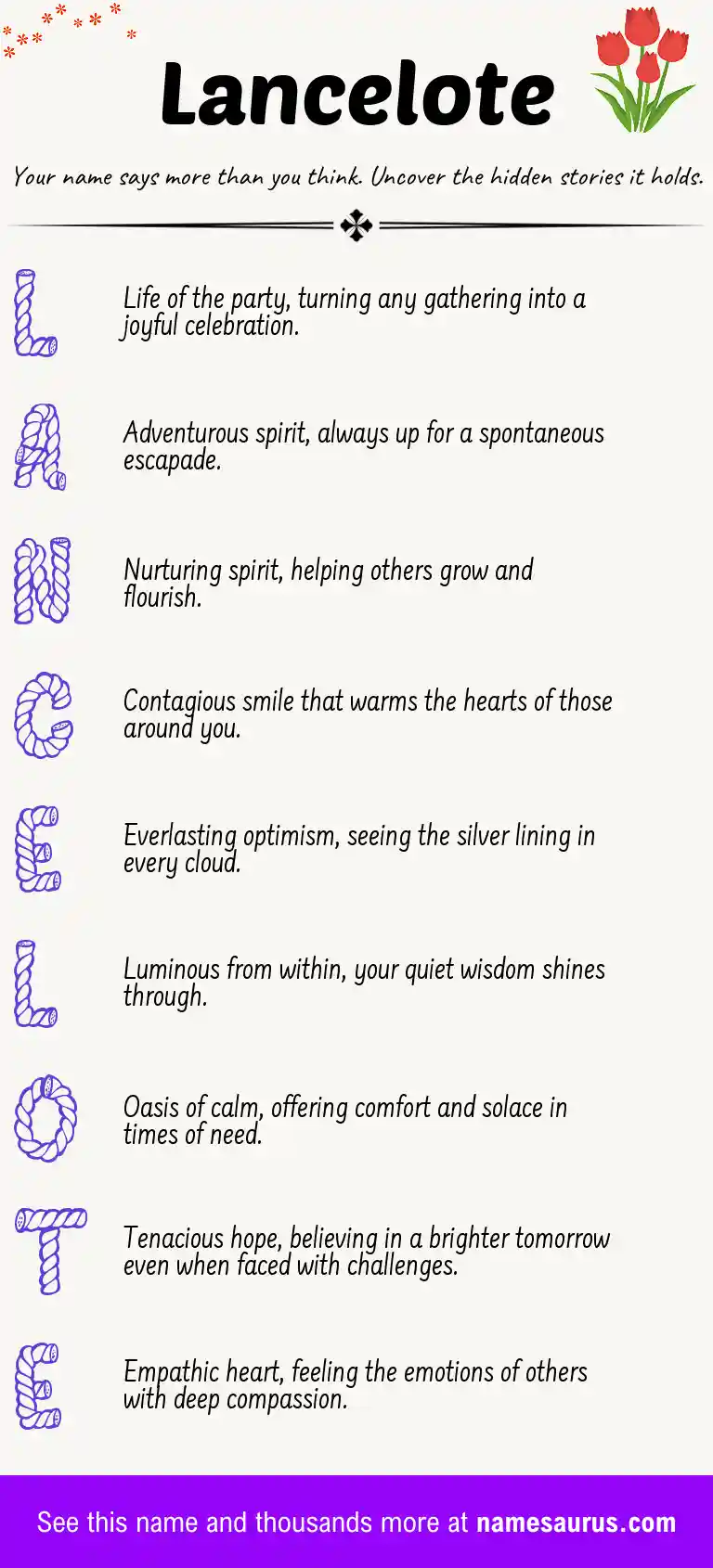 Acrostic poem about Lancelote.