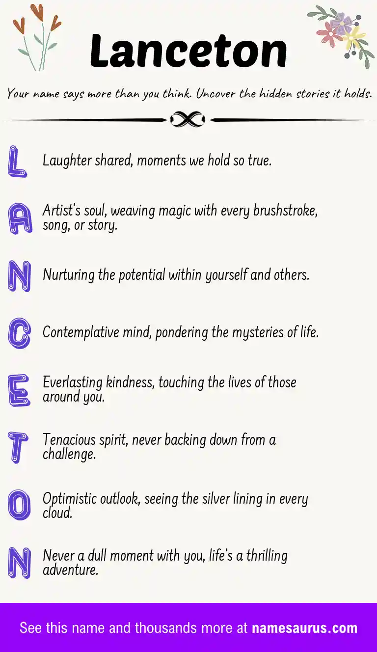 Acrostic poem about Lanceton.
