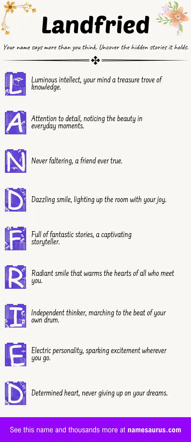 Acrostic poem about Landfried.