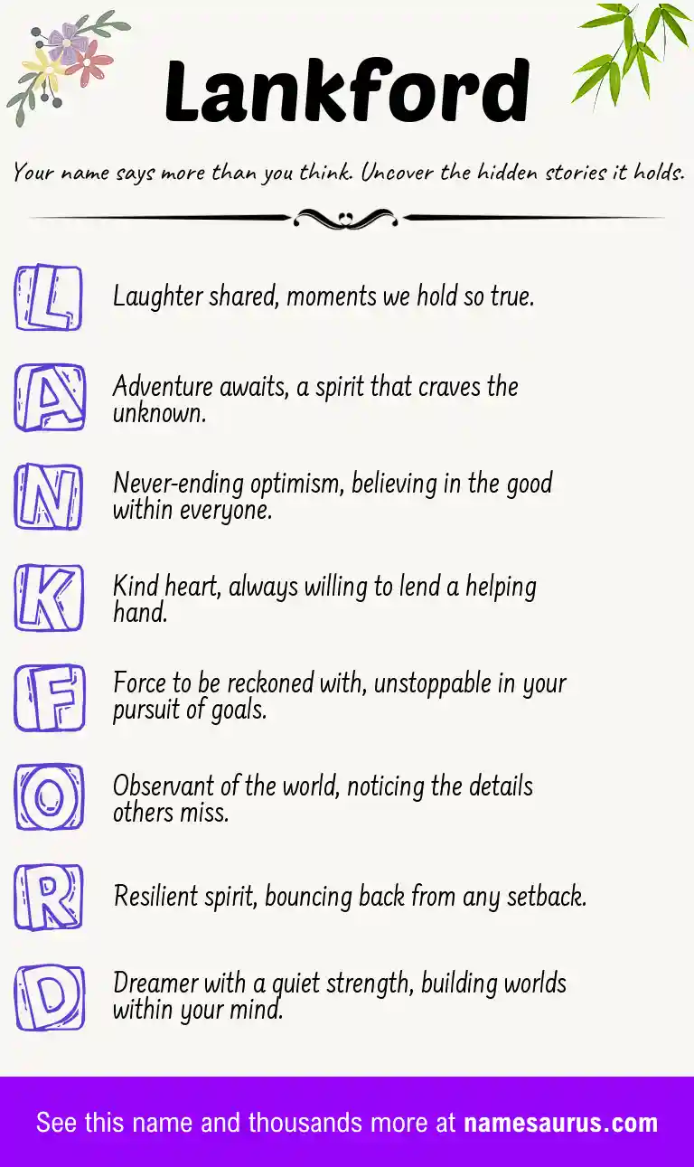 Acrostic poem about Lankford.