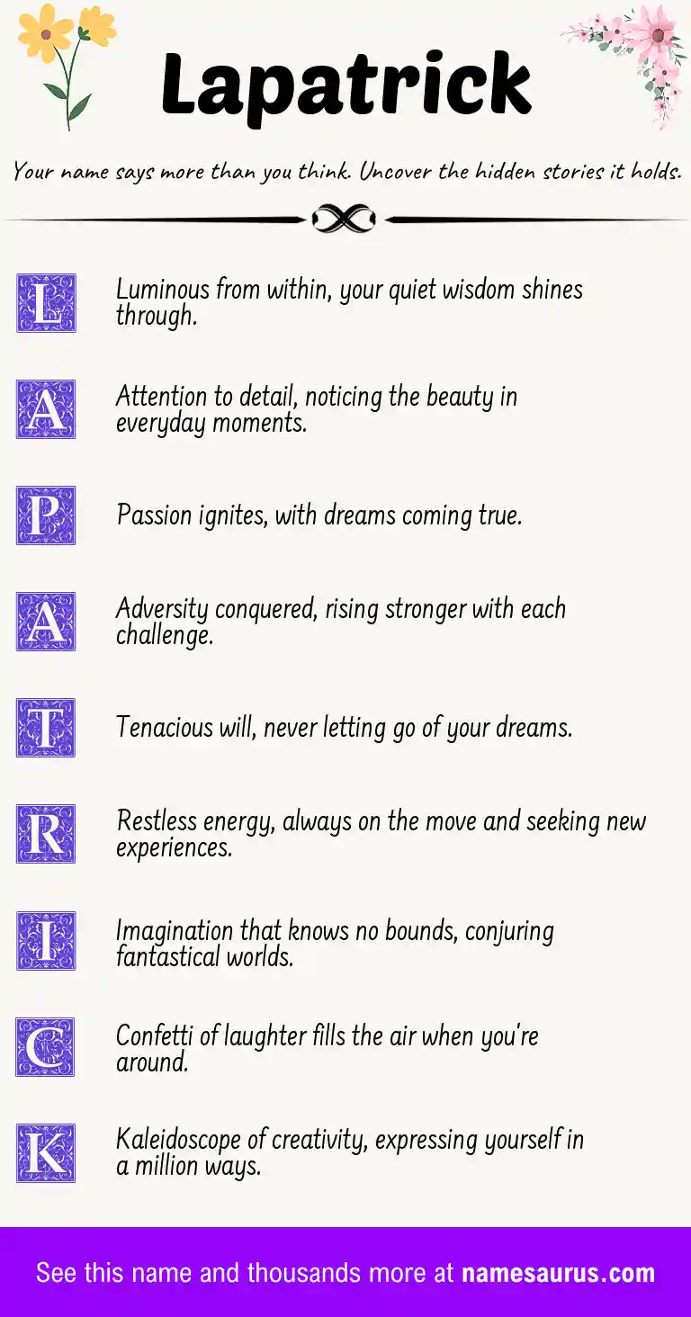 Acrostic poem about Lapatrick.
