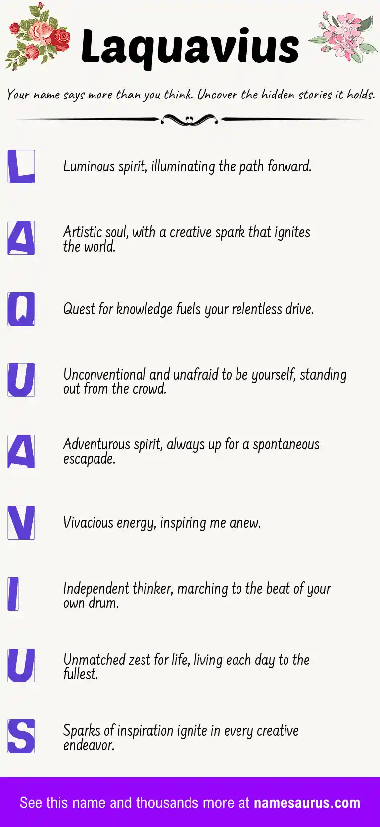 Acrostic poem about Laquavius.