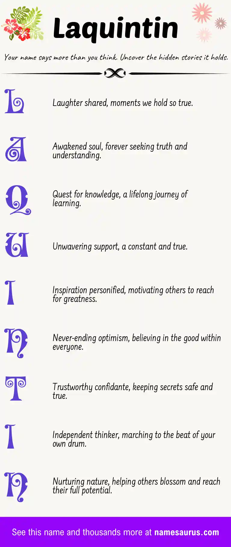 Acrostic poem about Laquintin.