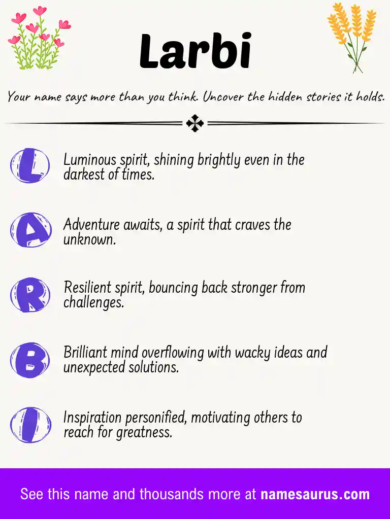 Acrostic poem about Larbi.
