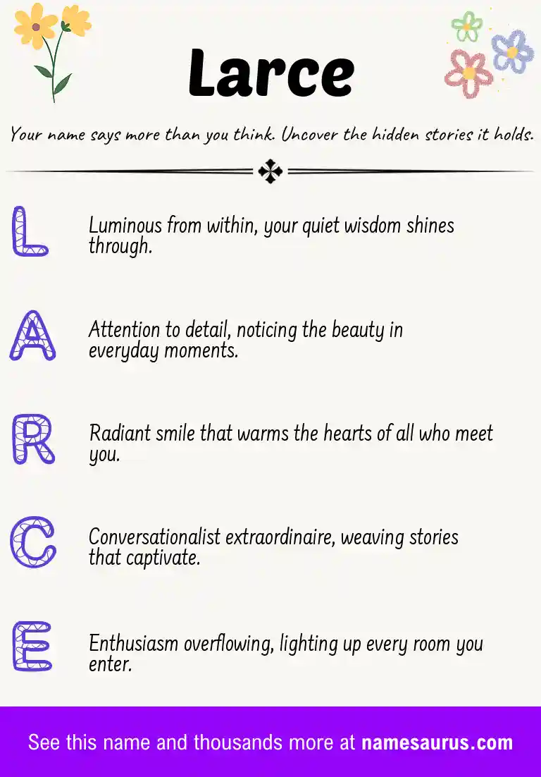 Acrostic poem about Larce.