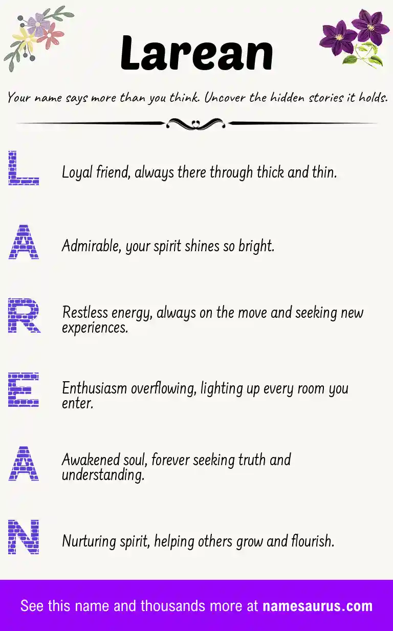 Acrostic poem about Larean.
