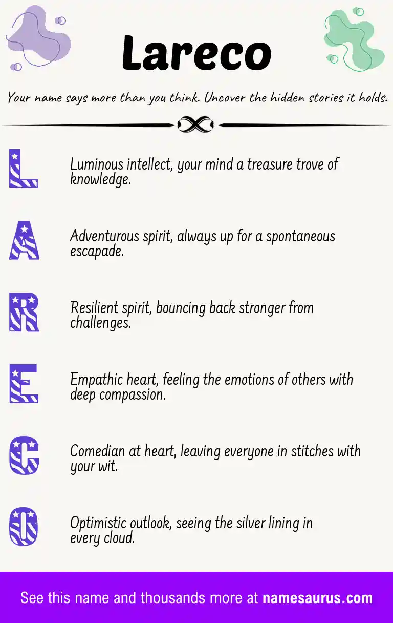 Acrostic poem about Lareco.