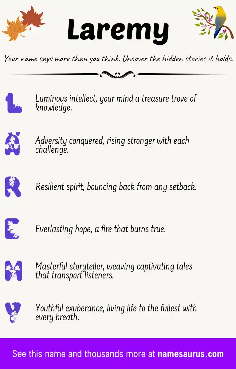 Acrostic poem about Laremy.