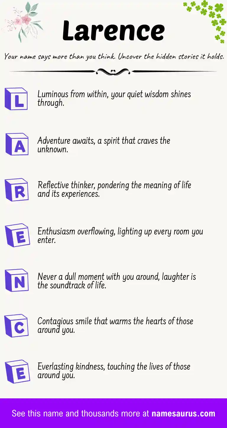 Acrostic poem about Larence.