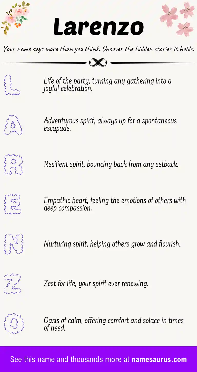Acrostic poem about Larenzo.