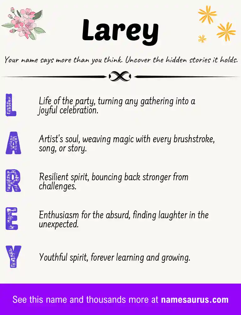 Acrostic poem about Larey.