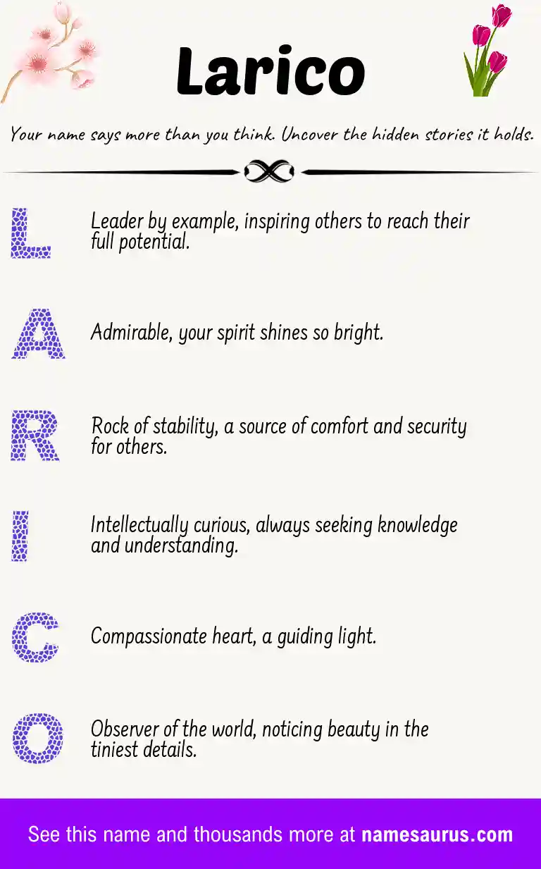 Acrostic poem about Larico.