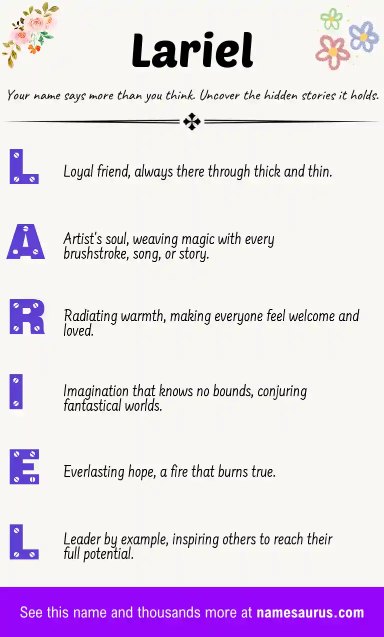 Acrostic poem about Lariel.