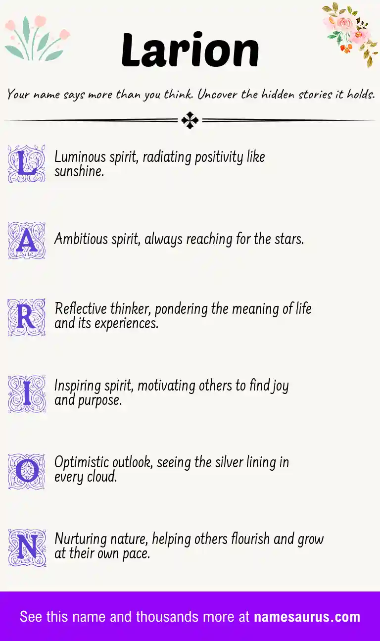 Acrostic poem about Larion.