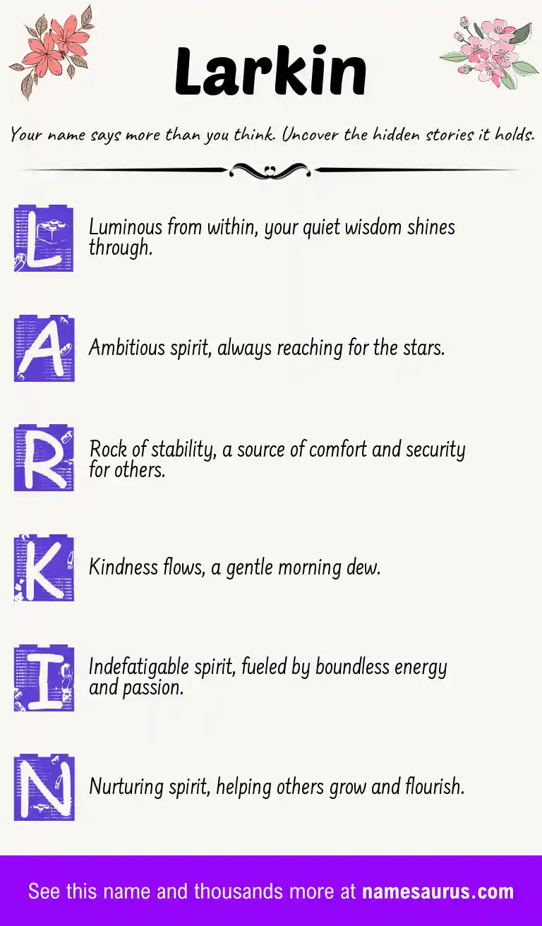 Acrostic poem about Larkin.