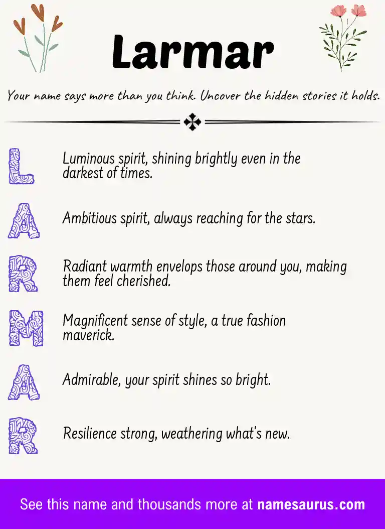 Acrostic poem about Larmar.