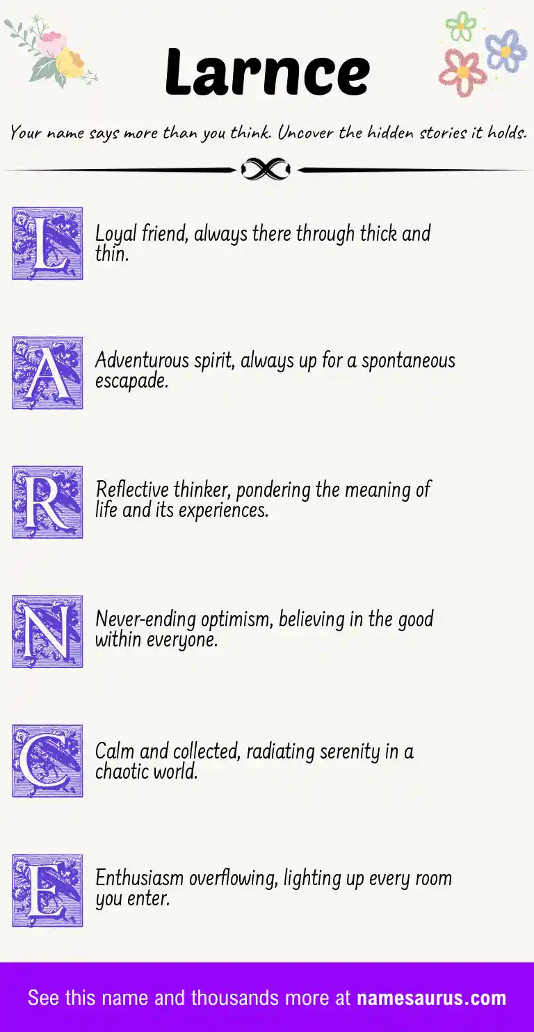 Acrostic poem about Larnce.