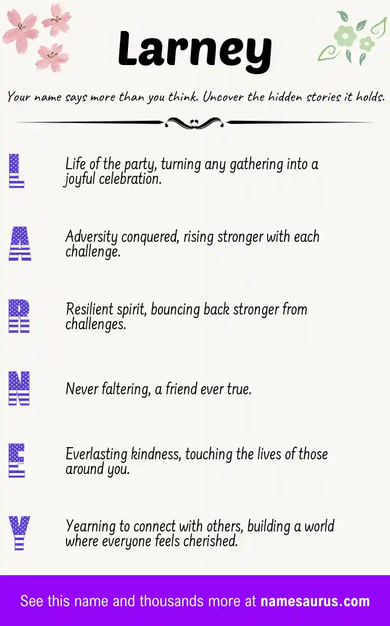 Acrostic poem about Larney.