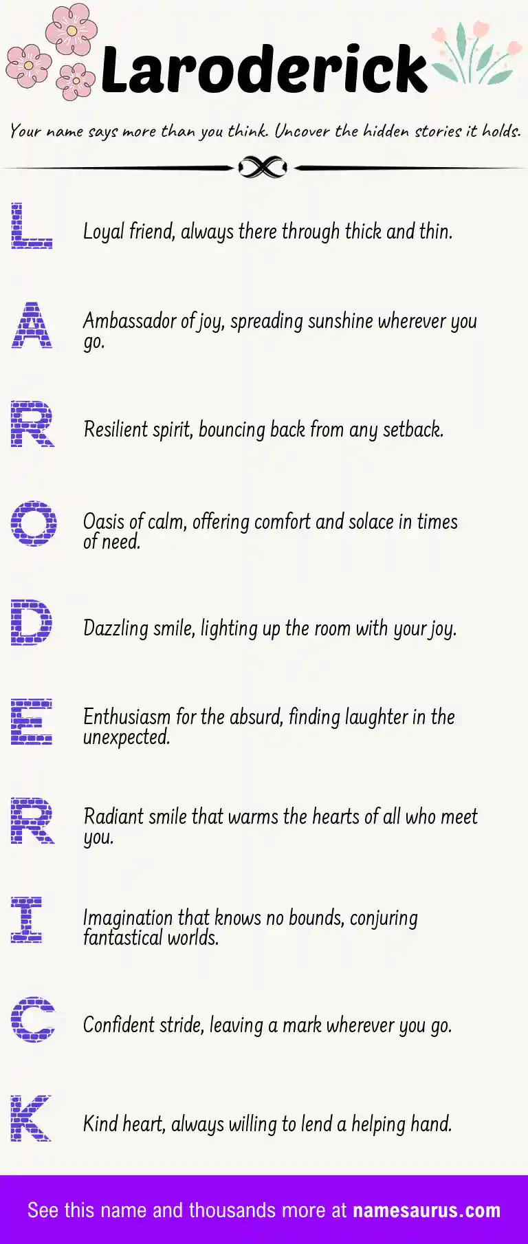 Acrostic poem about Laroderick.