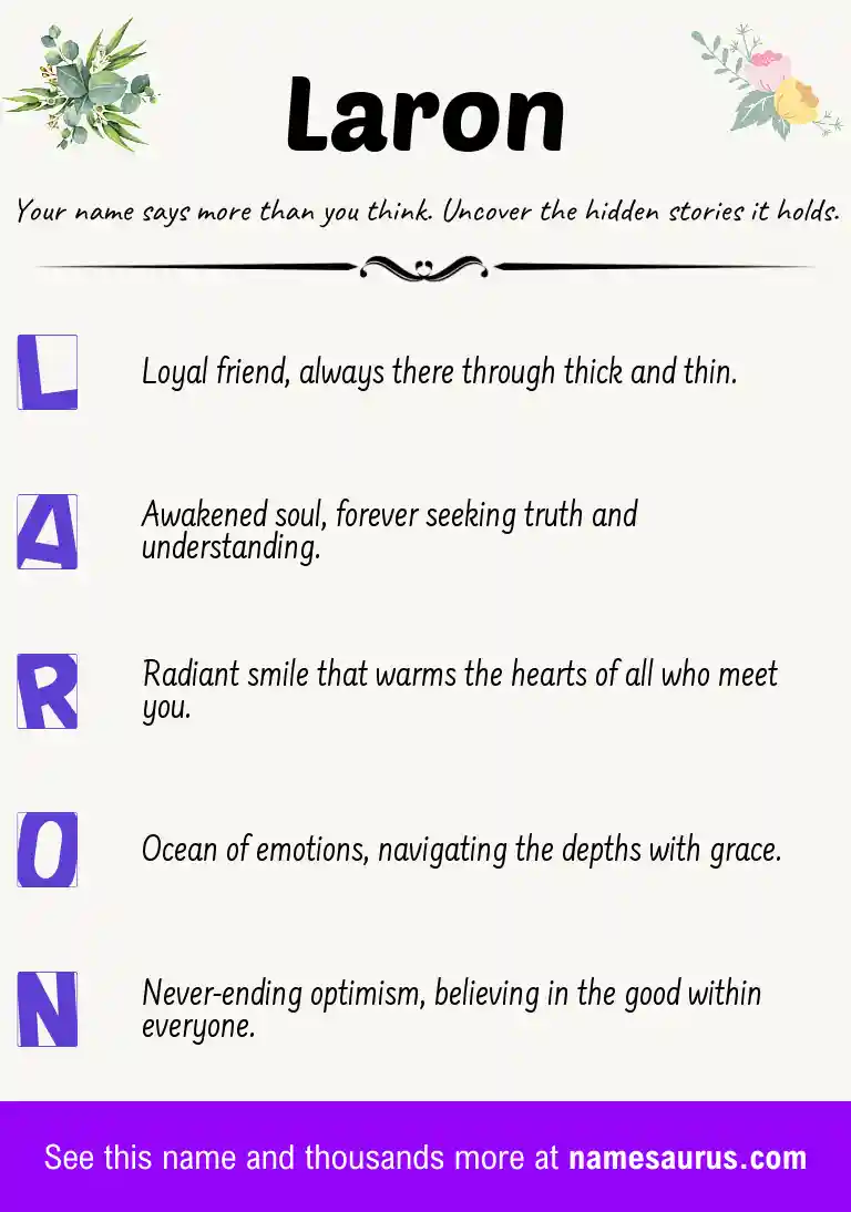 Acrostic poem about Laron.