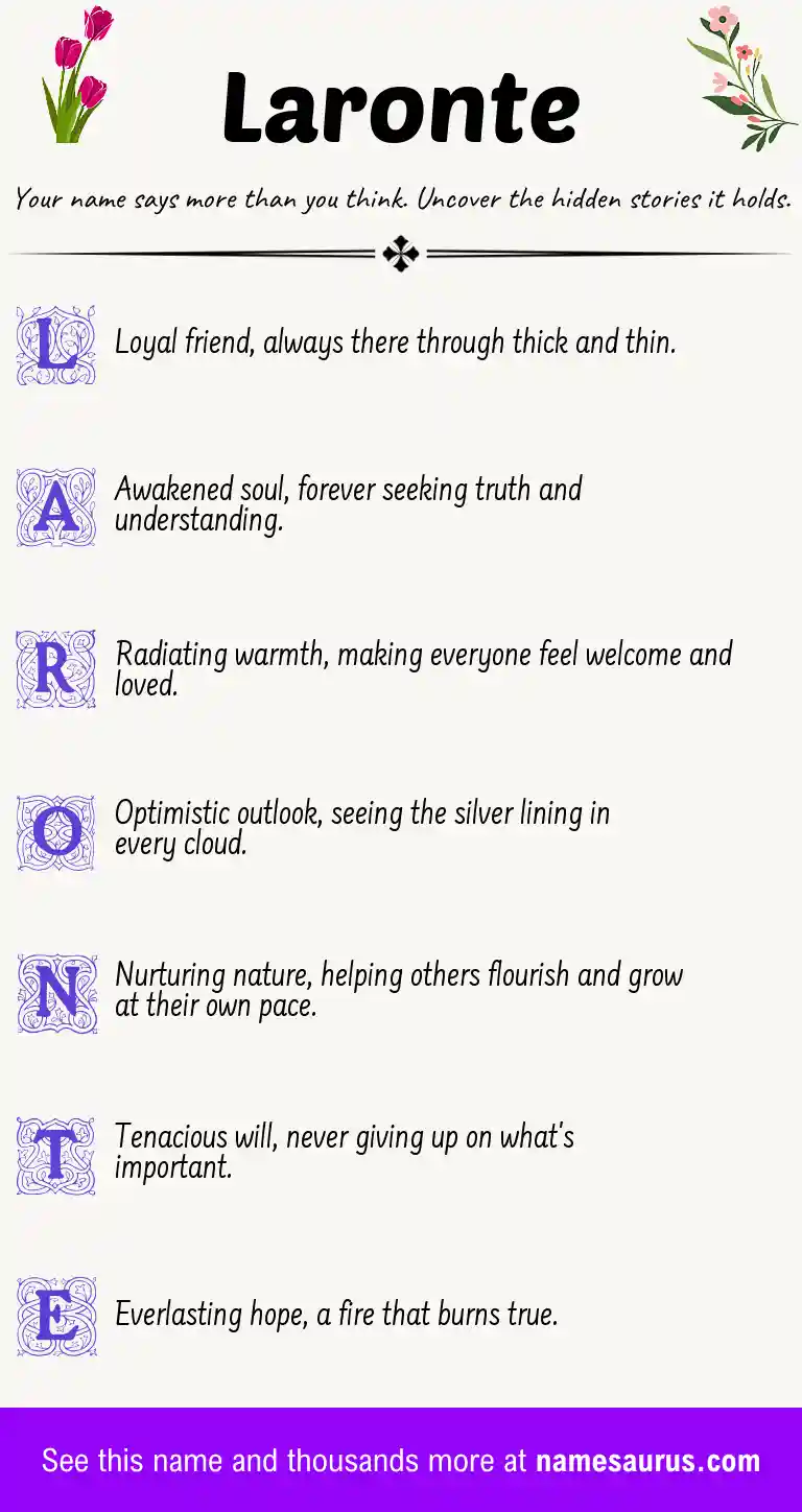 Acrostic poem about Laronte.