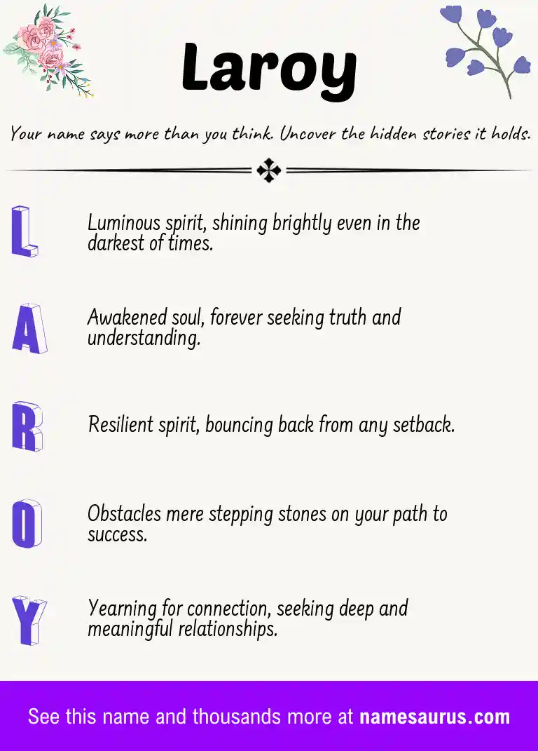 Acrostic poem about Laroy.