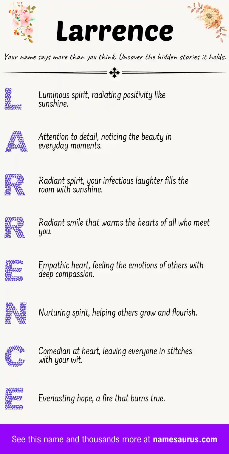 Acrostic poem about Larrence.