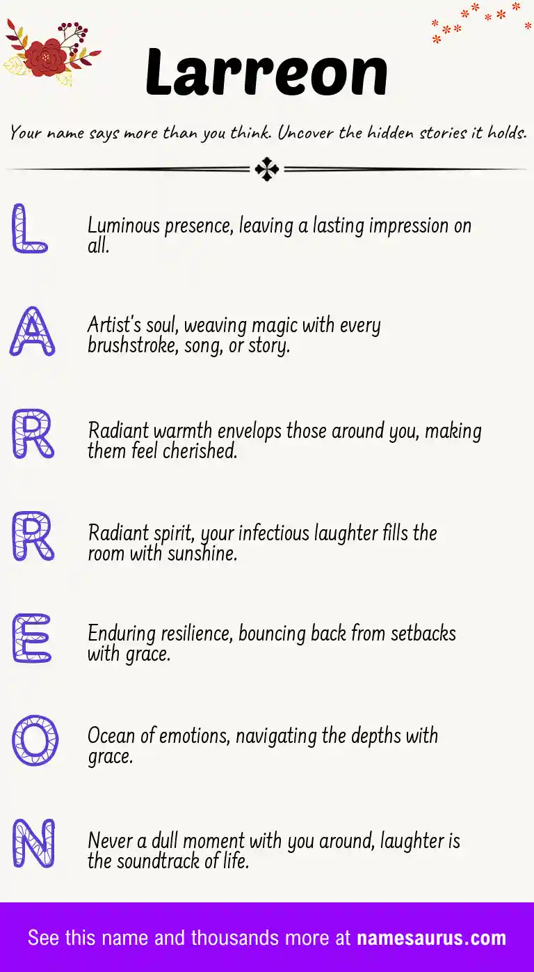 Acrostic poem about Larreon.