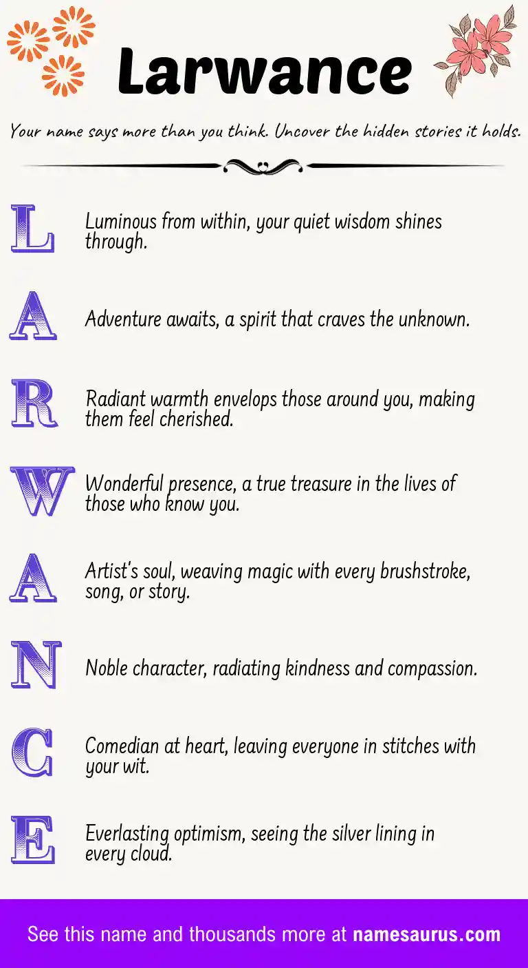 Acrostic poem about Larwance.