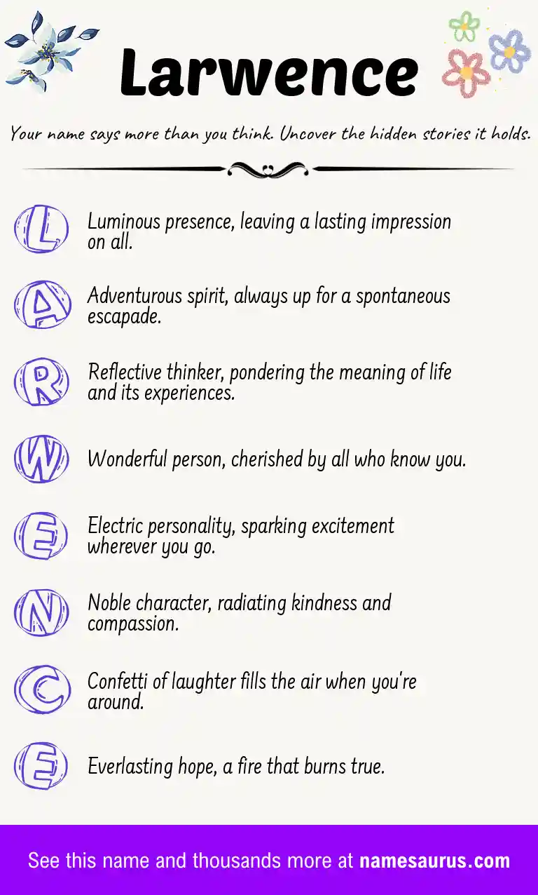 Acrostic poem about Larwence.
