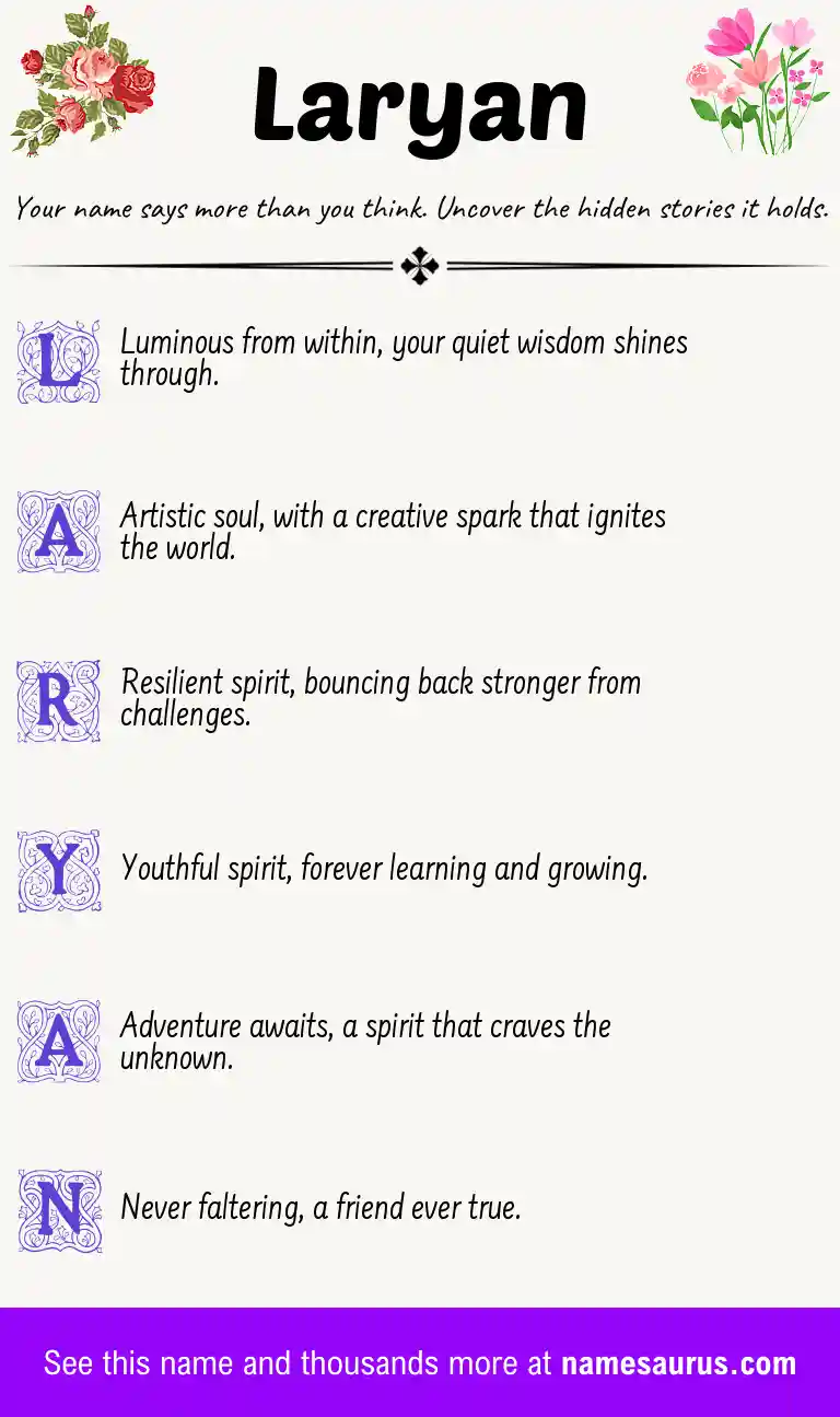 Acrostic poem about Laryan.