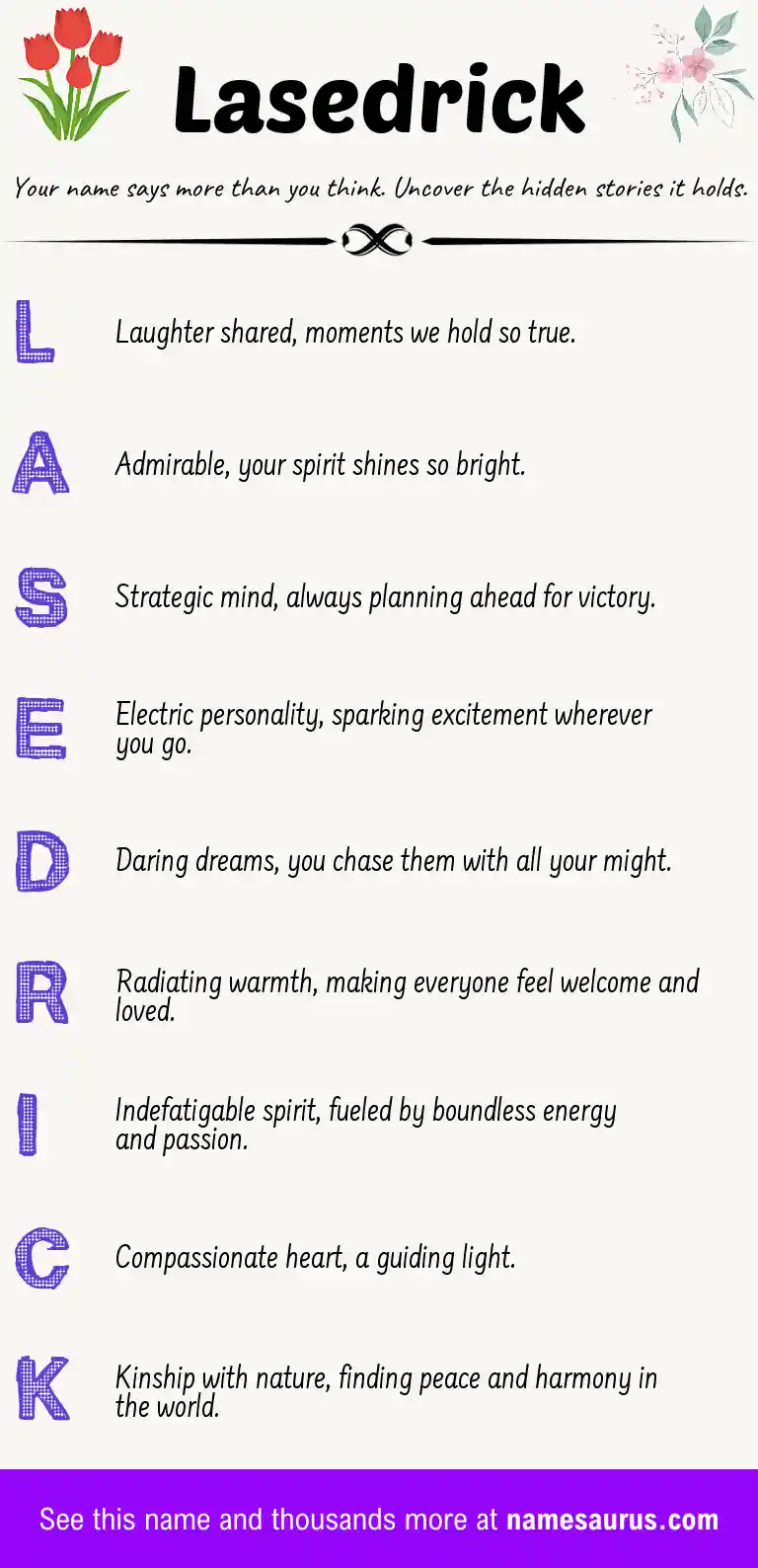 Acrostic poem about Lasedrick.