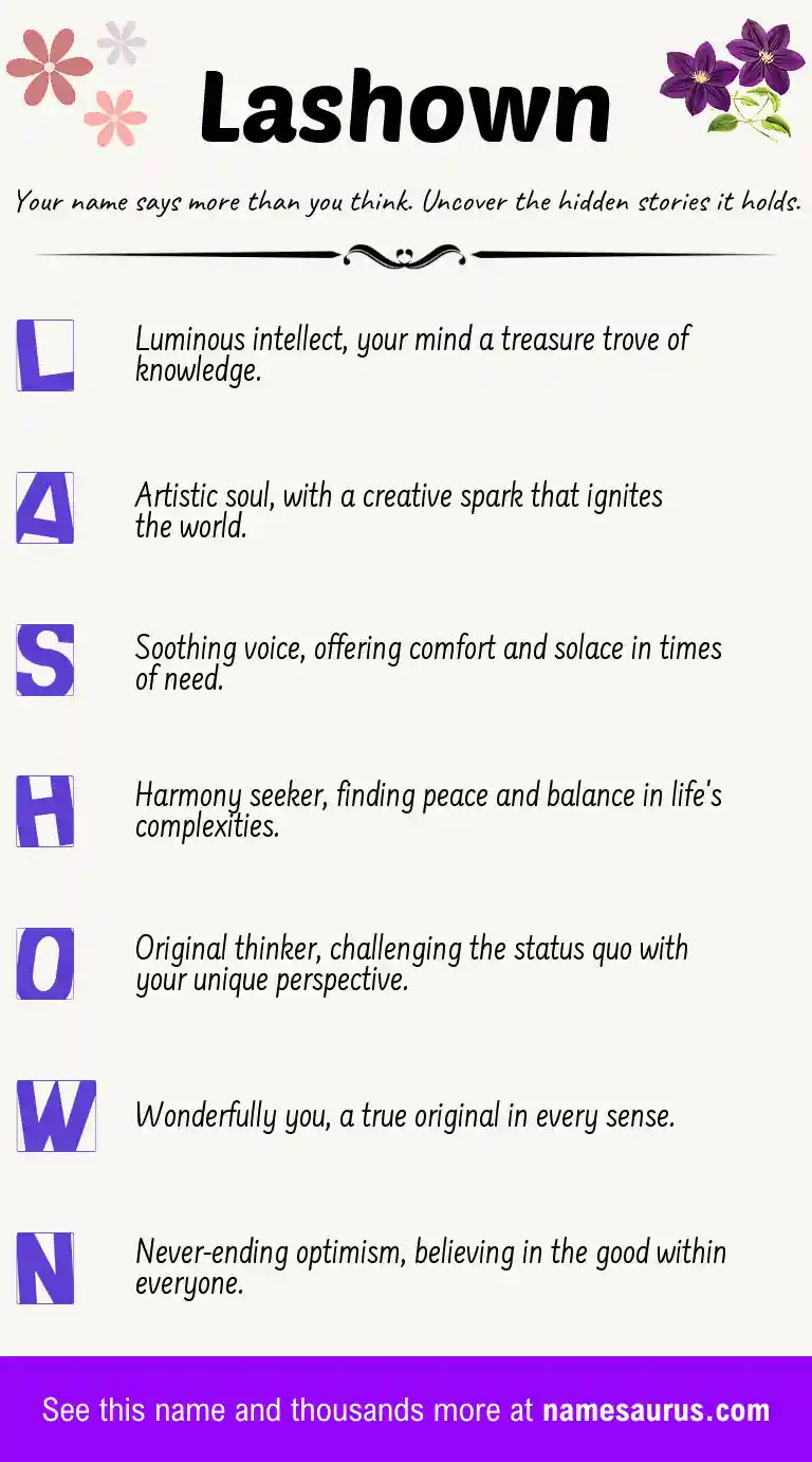 Acrostic poem about Lashown.