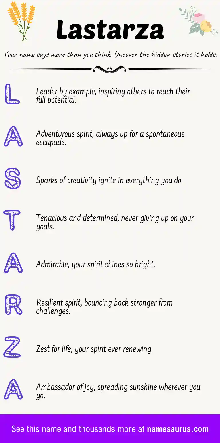 Acrostic poem about Lastarza.
